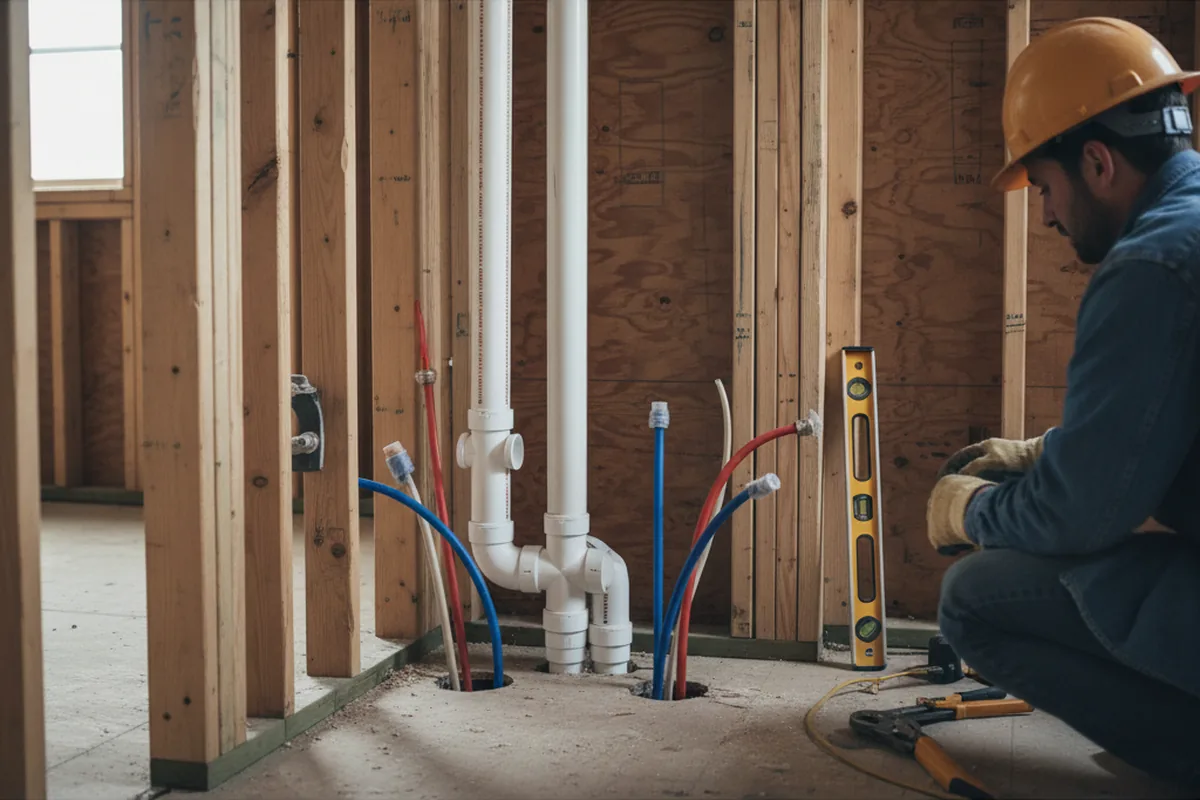 Drain and supply rough-in during Leak Detection in Pelham